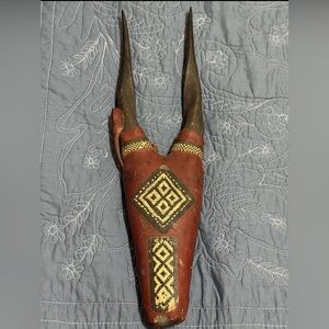Vintage African Eland Horn Mount Wrapped In Red Leather Decor Horns Hunting